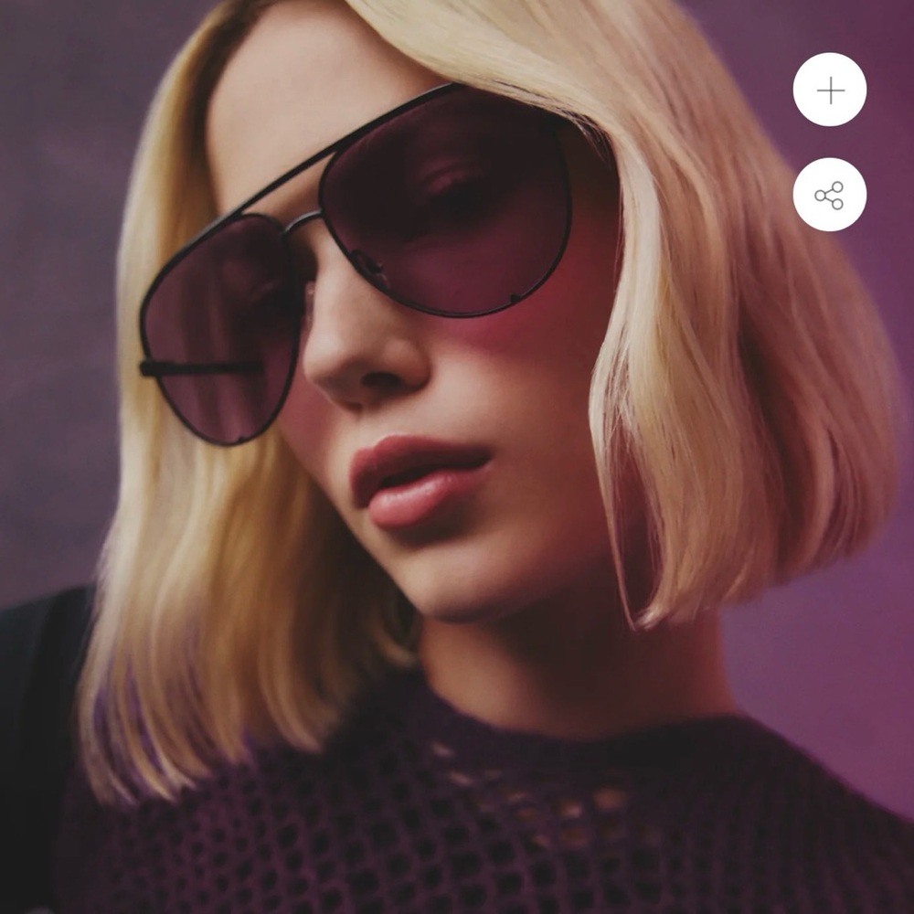 QUAY HIGH KEY EXTRA LARGE BLACK/AMETHYST AVIATORS Sunglasses